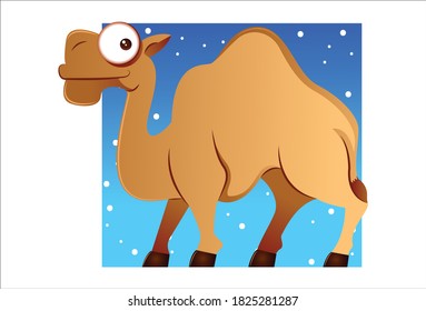 Vector cartoon illustration of camel. Isolated on white background.