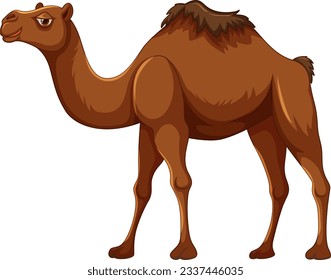 A vector cartoon illustration of a camel walking, isolated on a white background