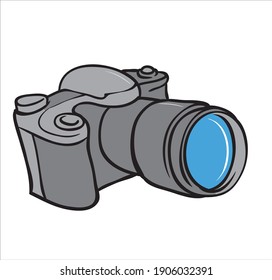 Vector cartoon illustration. Camera. Photo. 