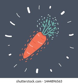 Vector cartoon illustration of Carrot isolated on dark background