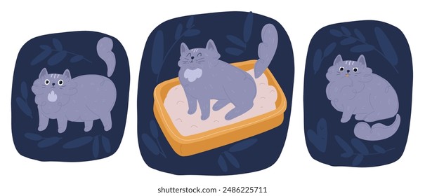 Vector cartoon illustration of Cat litter box. Pet supplies for pet shop.