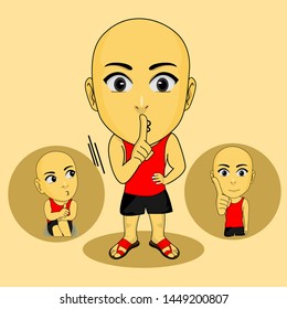 Vector cartoon illustration, the character of a cute and funny little boy