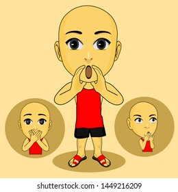 Vector cartoon illustration, the character of a cute and funny little boy