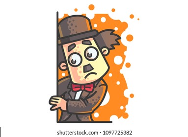 Vector cartoon illustration of Charlie Chaplin. 