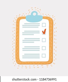 Vector cartoon illustration of checklist with To do list, questionnaire, contract. Recruitment concept. Business, planning, time management, election.