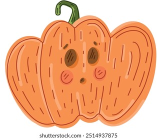 Vector cartoon illustration of a cheerful pumpkin isolated on a white background. Very sweet