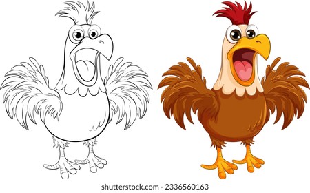 A vector cartoon illustration of a chicken freaking out, isolated on a white background
