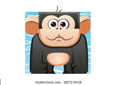 Vector cartoon illustration of chimpanzee animal. Isolated on white background.