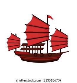 Dibujo vectorial del barco tradicional de China 