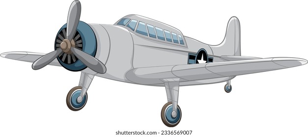 A vector cartoon illustration of a classic vintage aircraft isolated on a white background