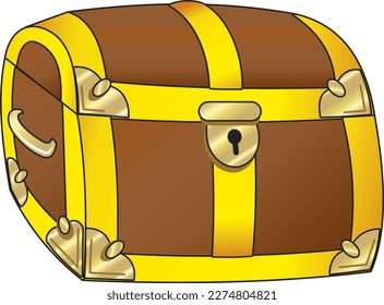 Vektorgrafik-Illustration geschlossener Schatzbrauner Piratenstich einzeln auf weißem Hintergrund