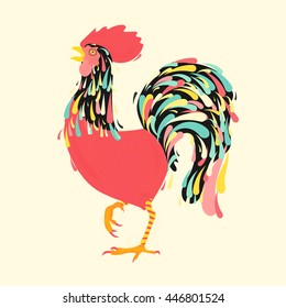 Vector cartoon illustration of a cock in flat style