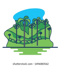 Vector Cartoon Illustration Of Cocora Valley In Colombia Isolated