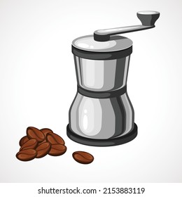 Vector Cartoon illustration of coffee grinder. Cartoon flat style.