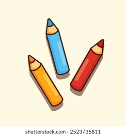 Vector cartoon illustration of colored pencil. Vector cartoon Illustration suitable for poster, brochure, web, mascot, sticker, logo and icon.