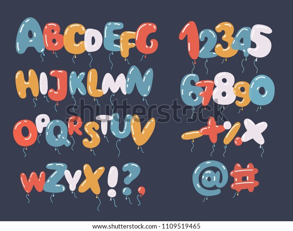 Vector Cartoon Illustration Colorful Balloon Font Stock Vector (Royalty ...