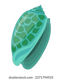 Vector cartoon illustration of colorful seashells on a white background.