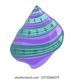 Vector cartoon illustration of colorful seashells on a white background.