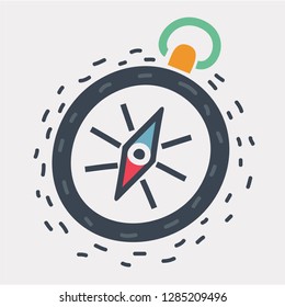 Vector cartoon illustration of compass icon isolated on white background.