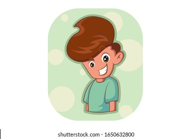 Vector cartoon illustration of the confident boy. Isolated on white background.