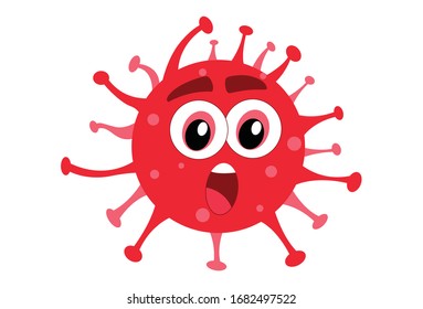 Vector cartoon illustration of corona virus. Isolated on white background.