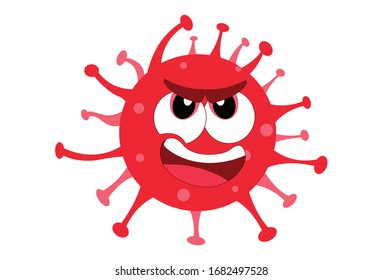 Vector cartoon illustration of corona virus angry face. Isolated on white background.