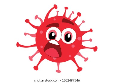 Vector cartoon illustration of corona virus weird face. Isolated on white background.