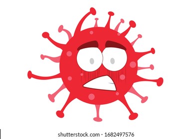 Vector cartoon illustration of corona virus irritated face. Isolated on white background.