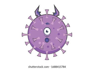 Vector cartoon illustration of corona virus shocking expression. Isolated on white background.