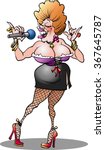 Vector cartoon illustration of a country singer female