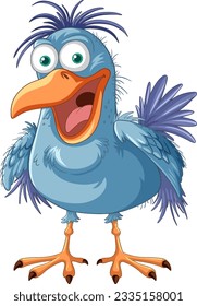 A vector cartoon illustration of a crazy bird freaking out, isolated on a white background