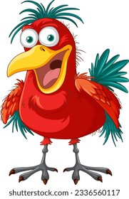 A vector cartoon illustration of a crazy bird freaking out, isolated on a white background