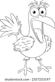 A vector cartoon illustration of a crazy bird freaking out, isolated on white
