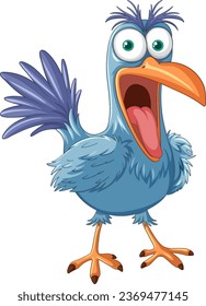 A vector cartoon illustration of a crazy bird freaking out, isolated on a white background
