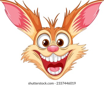 A vector cartoon illustration of a crazy rabbit with a scary smile head isolated on white