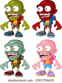 A vector cartoon illustration of a creepy and scary zombie monster man