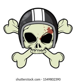 Vector cartoon illustration with Crossbones Theme