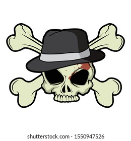 Vector cartoon illustration with Crossbones Theme
