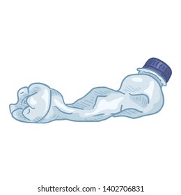 Vector Cartoon Illustration - Crumpled Empty Plastic Bottled. Garbage Recycling.