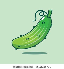 Vector ilustración de dibujos animados de pepino. Ilustración de dibujos animados de Vector adecuada para póster, folleto, Web, mascota, pegatina, logotipo e ícono.