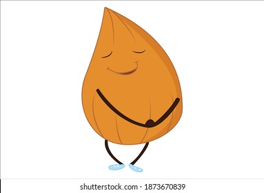 Vector cartoon illustration. Cute almond is annoyed. Isolated on white background.