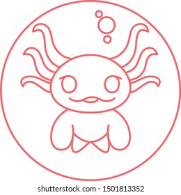 Vector Cartoon Illustration Of Cute Axolotl Isolated