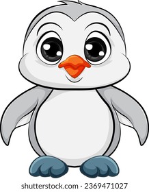A vector cartoon illustration of a cute baby penguin isolated on a white background