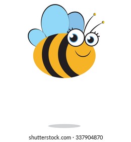Vector cartoon illustration cute Bee flying. 