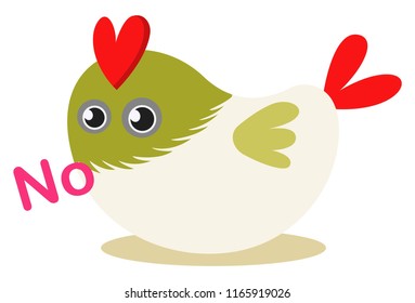 Vector cartoon illustration. Cute bird say no. Isolated on white background.