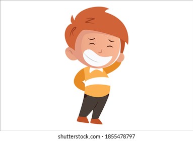 Ilustración de dibujos animados. Un chico lindo está diciendo hola. Aislado sobre fondo blanco.