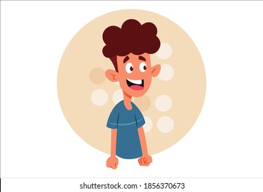 Vector cartoon illustration. Cute boy is laughing. Isolated on white background. 
