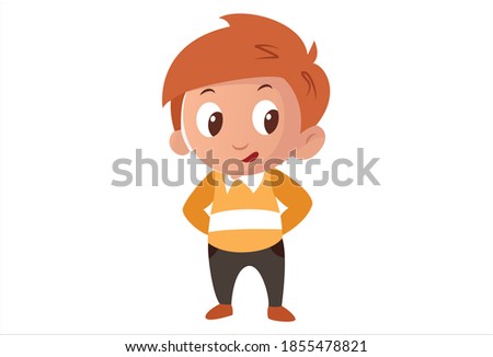 Vector cartoon illustration of cute boy. Isolated on white background.