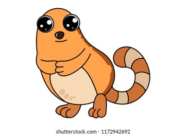 Vector cartoon illustration of cute brown cat standing. Isolated on white background.