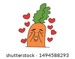 Vector cartoon illustration of cute carrot in love. Isolated on white background.